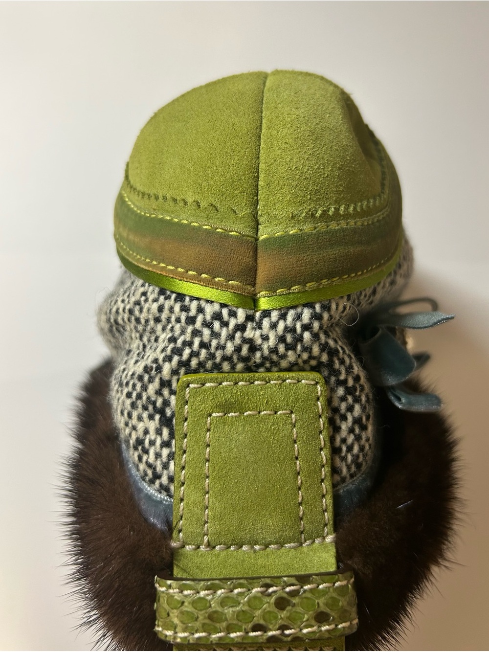 Coach Soho Exotic Tweed Suede Mink Fur Python Small Hobo Bag NO:C052-8F05 - Picture 15 of 16